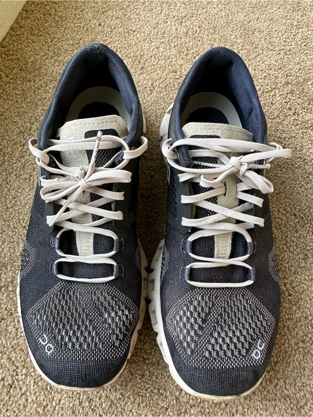 On Running Women's Black and White Knit Running Shoes